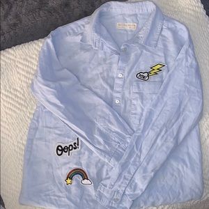 SOLD 🛍 Zara Girls Patch blue button down